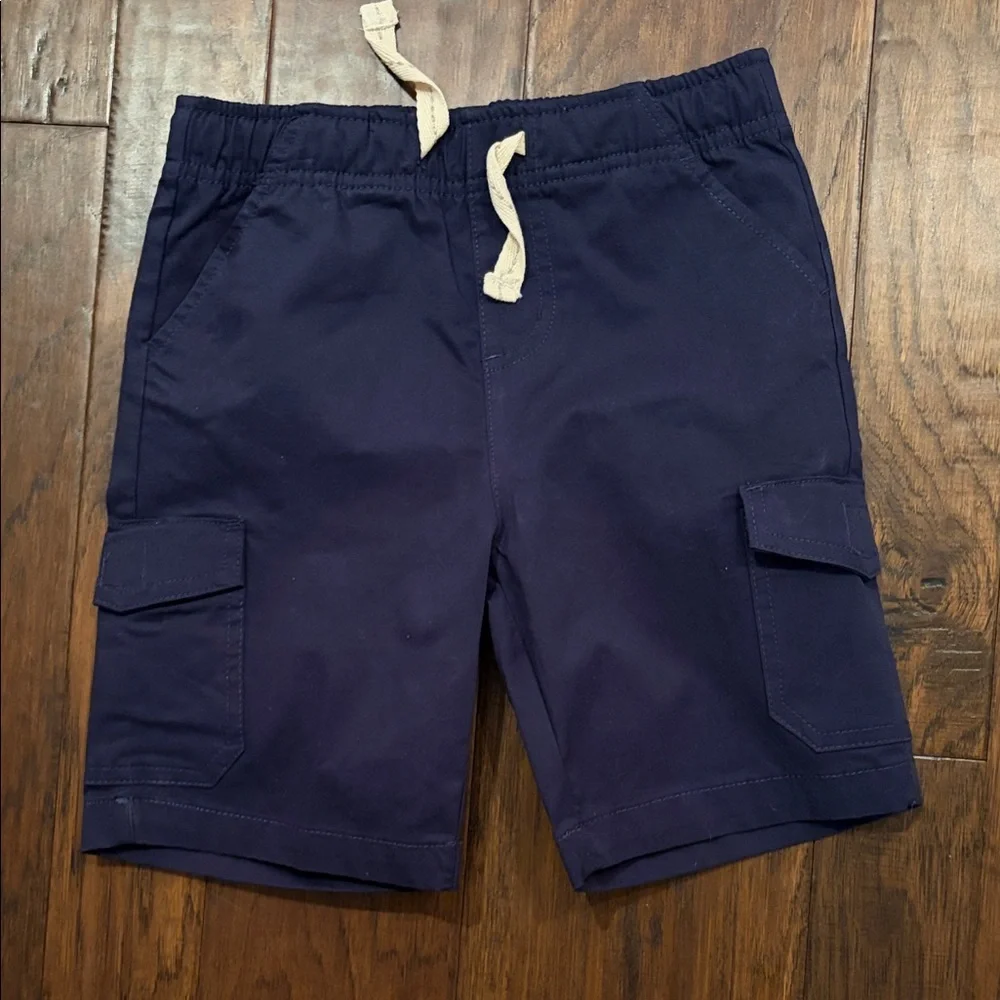 Navy Kids Cargo Shorts with Drawstring